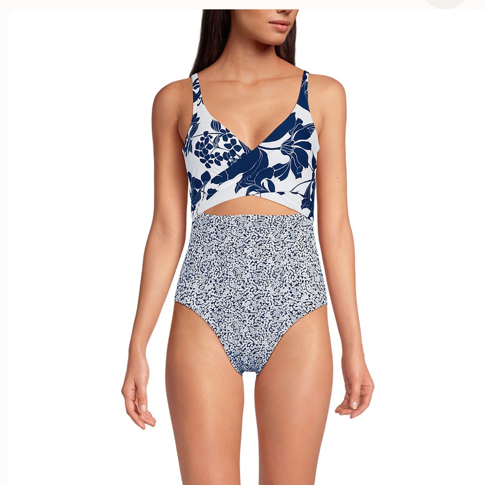 Lands end Monokini high leg Floral and High-Waisted Swimsuit - Picture 6 of 6